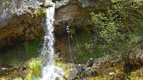 Canyoning at Drymona Waterfall, Evia