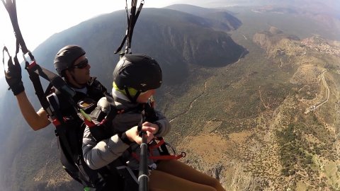 Paragliding Flight Delphi archaeological site