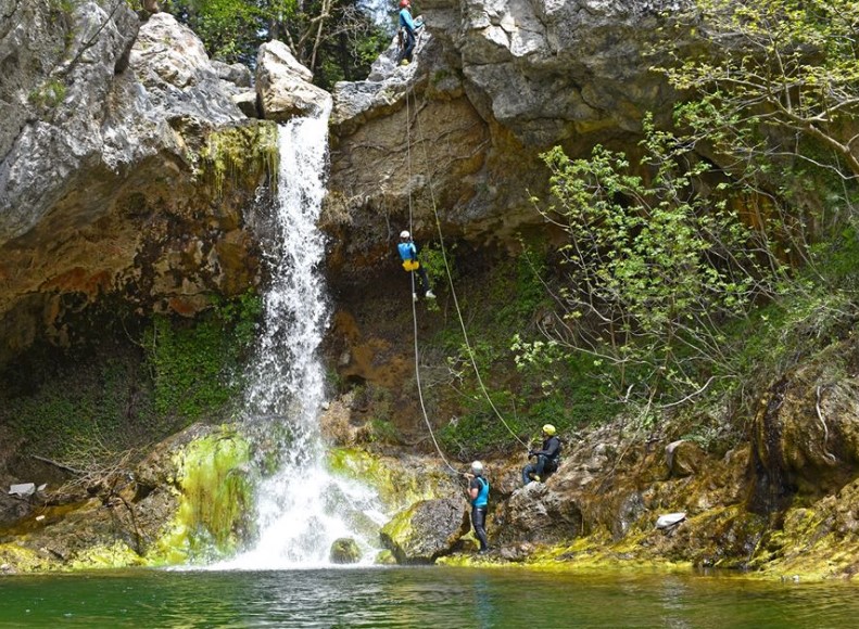Canyoning at Drymona Waterfall, Evia